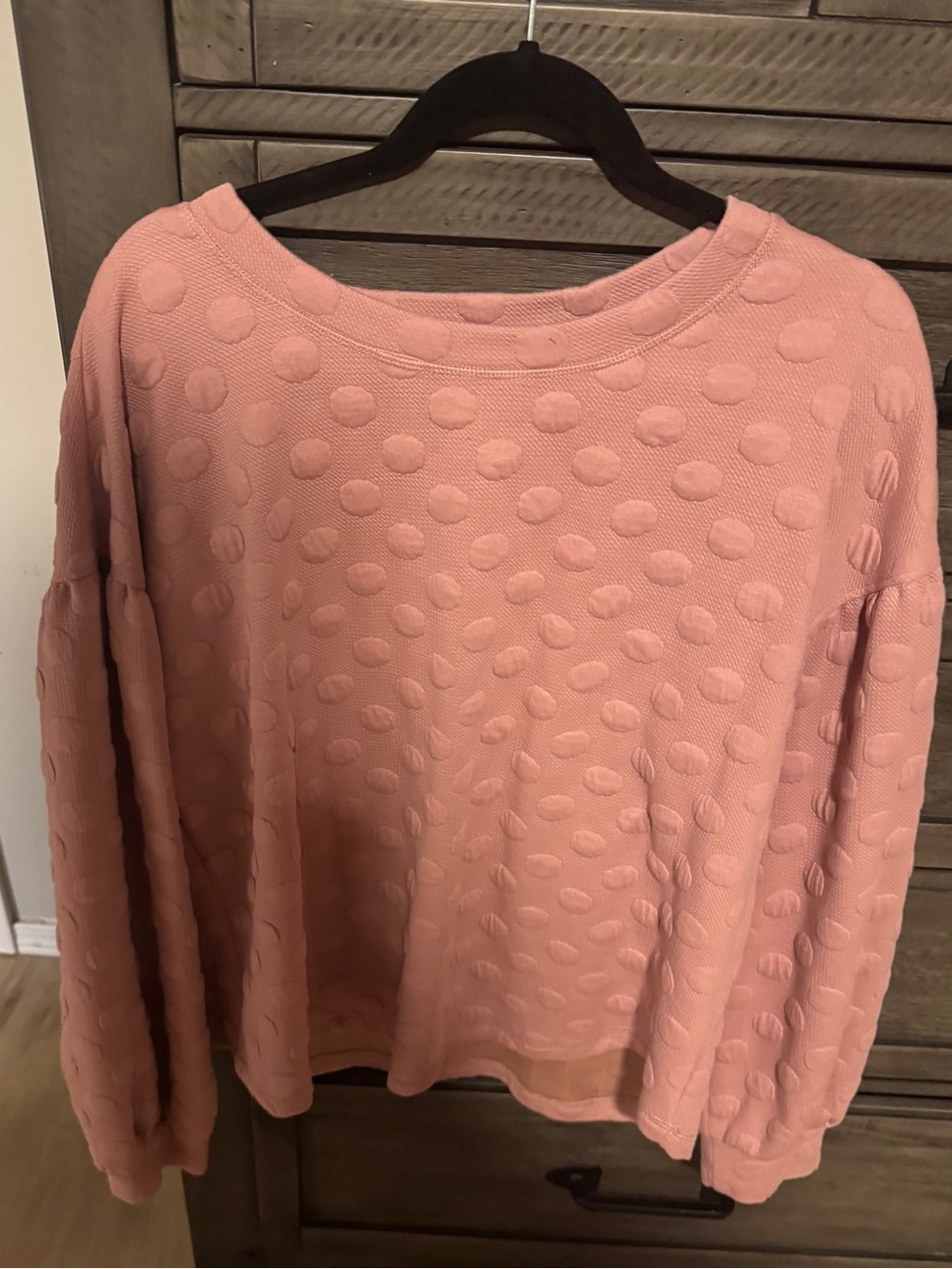 Blu Pepper Pink Textured Polka Dot Long sleeve top size large L